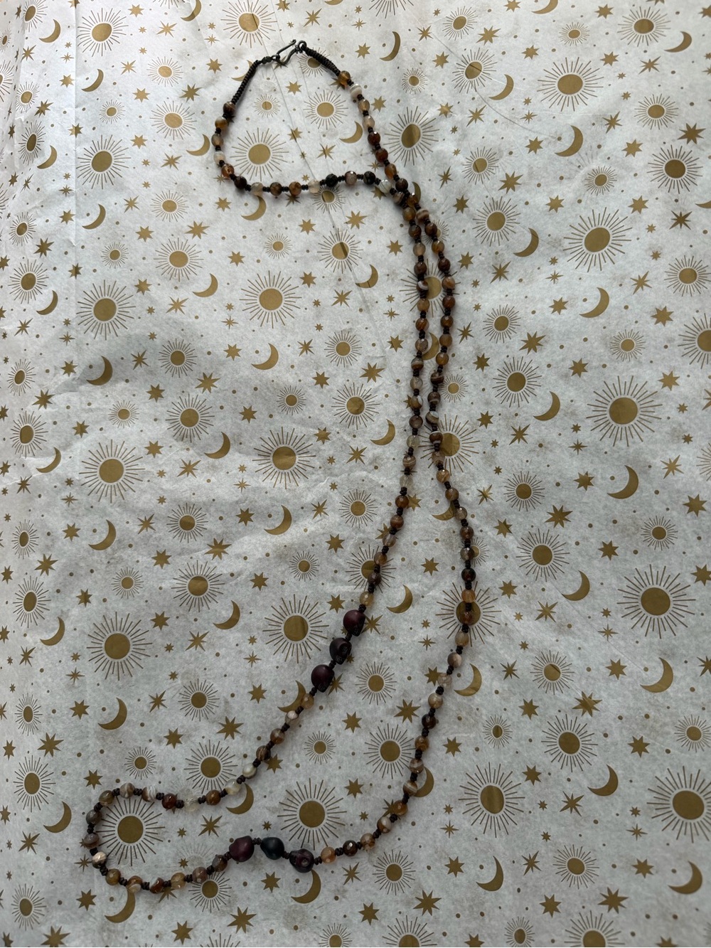 Chan Luu Brown and Cream Agate Bead Necklace - Picture 3 of 5